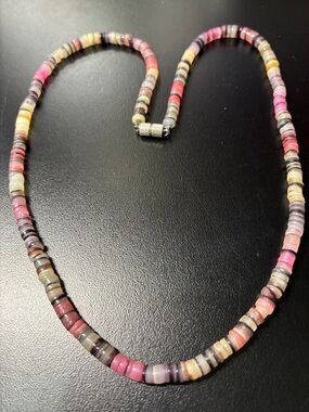 Hand Crafted Multicolor Heishi Bead Necklace - Pink, Purple, Cream, Yellow